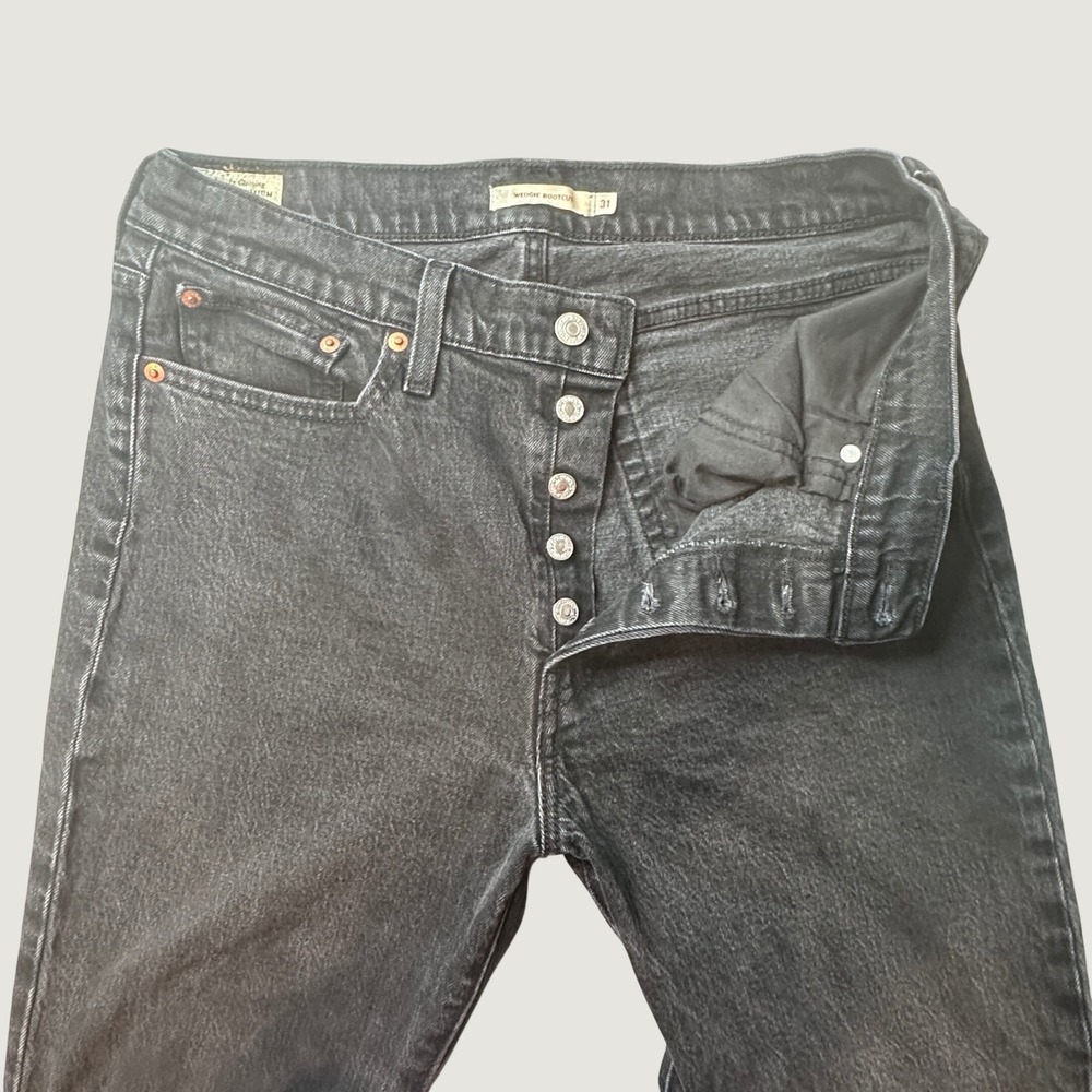Levi's Jeans Womens 31 Premium Wedgie Bootcut Black High Rise Button Fly Denim